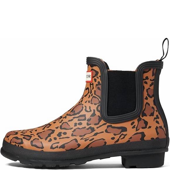 NEW HUNTER women's original chelsea rain boots in leopard